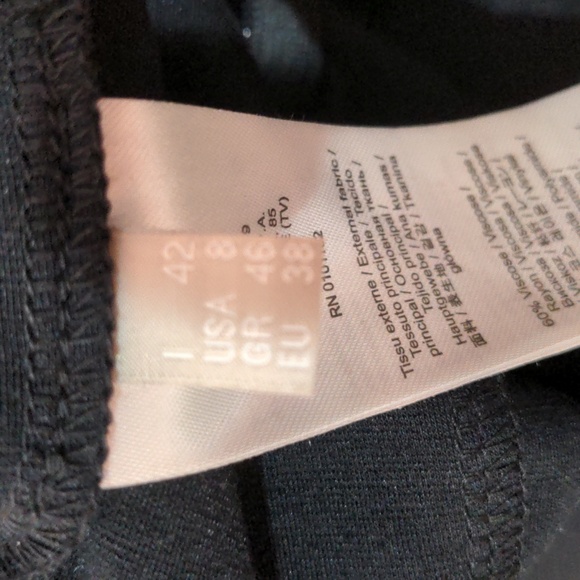 Stefanel Black Sleeveless V-Neck Dress Faux Leather Stitched Panels - Picture 11 of 12